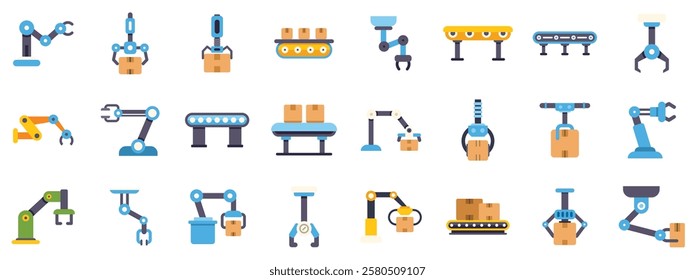 Robotic arms manipulating packages, highlighting automation in warehouses and factories