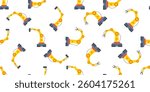 Robotic arms performing repetitive tasks in a seamless pattern, symbolizing automation and industry 4.0