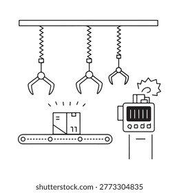 robotic arms sorting boxes on conveyor belt