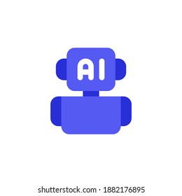 Robotic Artificial Intelligence Flat Icon, Logo, and illustration Vector