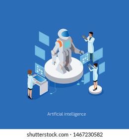 Illustration der Robotertechnik und der Künstlichen Intelligenz.