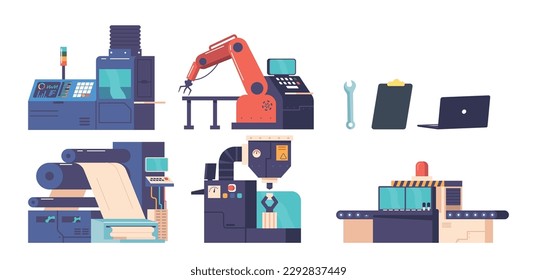 Robotic Assembly Line With Conveyor Belts, Hydraulic Presses, Stamping Machines, Welding Robots, And Quality Control