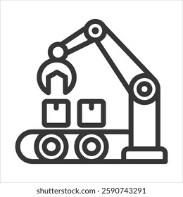 Robotic Assembly Outline Icon Vector Illustration