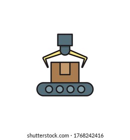 Robotic assembly vector icon symbol isolated on white background