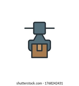 Símbolo de icono del vector de ensamblaje robótico aislado en fondo blanco