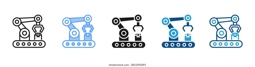 Robotic Assembly web icon with multiple style collection
