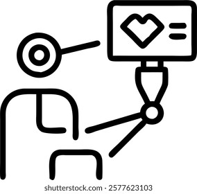 Robotic assistant guiding patient through hospital via hologram concept as A soft abstract image of a robotic assistant projecting a holographic map to guide a patient through a ho
