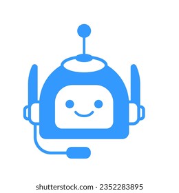 Icono de asistente robótico con signo de audífono. Diseño de vectores de iconos de robots de chat