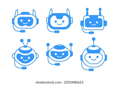 Roboter-Assistant-Symbol mit Headset-Zeichen. Robot Chat-Bot-Symbol