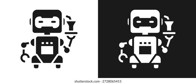 Conjunto De Iconos De Asistente Robótico Glifo En Fondo Blanco Y Negro