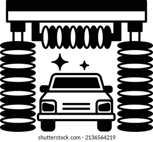 Robotic Automatic car wash service vector Icon design, Coronavirus car cleaning service Symbol, Vehicle disinfection, Self-Serve Lorry Stock illustration, roll over and conveyor washes concept