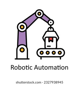 Robotic Automation Filled Outline Icon Design illustration. Smart Industries Symbol on White background EPS 10 File