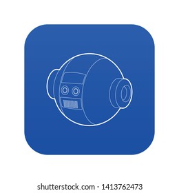 Robotic ball icon blue vector isolated on white background