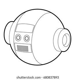 Robotic ball icon in outline style isolated on white vector illustration