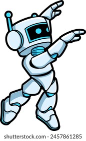 robotic ballet pose mascot illustration