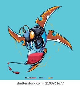 Roboterbienenillustration für T-Shirt-Design