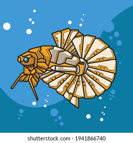 robotic betta fish vector cartoon template
