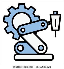 Ilustração de ícone único preto azul robótico