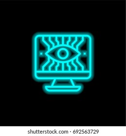 Robotic blue glowing neon ui ux icon. Glowing sign logo vector