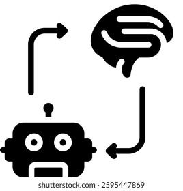Robotic Brain Icon Element For Design