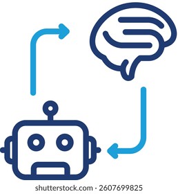 Robotic Brain Icon Element For Design