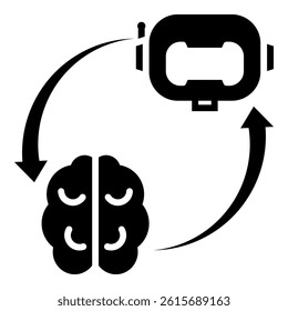 Robotic Brain Icon Element For Design