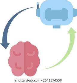 Robotic Brain Icon Element For Design