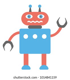 
Robotic character, flat icon bionic man
