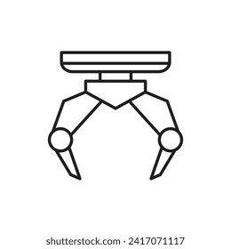 Robotic claw icon, mechanical arm for grabbing items, vector illustration