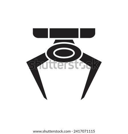 Robotic claw icon, mechanical arm for grabbing items, vector illustration