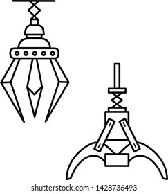 Robotic claw icon in outline style