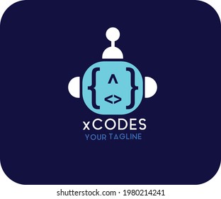 Robotic Code Company LOGO for brands. Cool looking vector design of Code. Best LOGO for company. Amazing concept of robotic codes.