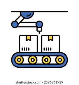 Robotic conveyor vector filled outline icon. EPS 10 file
