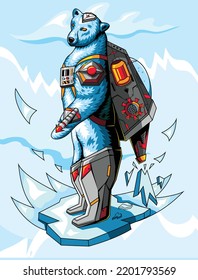 Robotic cyber polar bear with weapons and ice creating machine
