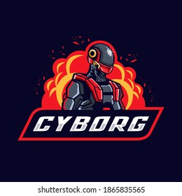 Robotic cyborg mascot logo design 