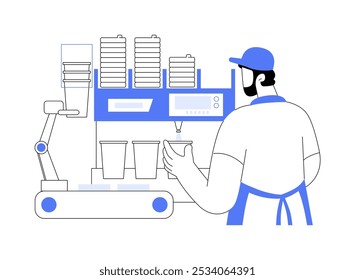 Robotic dispensing isolated cartoon vector illustrations. Fast food restaurant worker using autonomous dispensing, modern technology in service sector, robotics production vector cartoon.