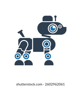 Robotic Dog Action Icon On White Background
