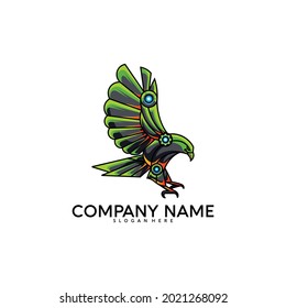 Robotic eagle logo vector illustration. Colorful logo design creative