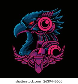 Robotic Eagle with Mecha Frame Vector Illustration