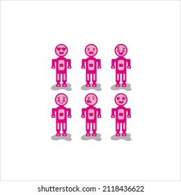 robotic emotion cute expression vector collection