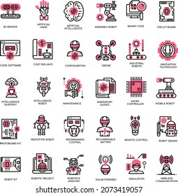 Robotic Engineering flat vector collection icon set