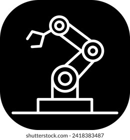 Icono de ingeniería robótica con estilo de contorno de línea rellena en negro. robot, tecnología, ai, inteligencia artificial, máquina, futurista, digital. Ilustración vectorial