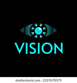 a robotic eye with gradient color , AI vision logo template , AI spy logo template