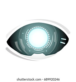Robotic eye on a white background