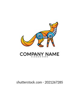 Robotic fox logo vector illustration. Colorfull logo design creative