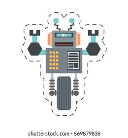 robotic future technology with wheel up amrs cutting line vector illustration eps 10