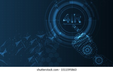 Robotic futuristic hud background. concept of automatization, machinery, robotic technology, industrial revolution and artificial intelligence. physical system icons ,Internet of things network,smart