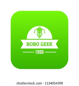 Robotic geek icon green vector isolated on white background
