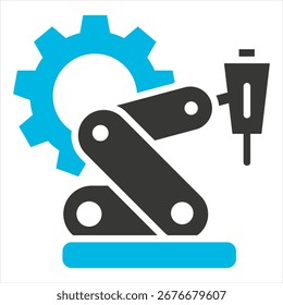 Robotic Glyph Blue Grey Single Icon Illustration