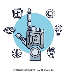 robotic hand artificial intelligence icons